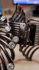 Crystal Wave Silver-Tone Statement Cuff Bracelet