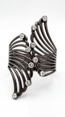 Crystal Wave Silver-Tone Statement Cuff Bracelet