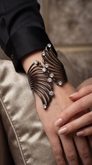 Crystal Wave Silver-Tone Statement Cuff Bracelet