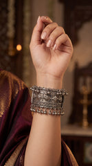 Heritage Floral Oxidised Ghungroo Cuff Bracelet