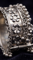 Floral Ghungroo Oxidised Statement Cuff Bracelet