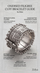 Heritage Floral Oxidised Ghungroo Cuff Bracelet