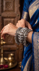 Royal Oxidised Stone Cuff Bracelet