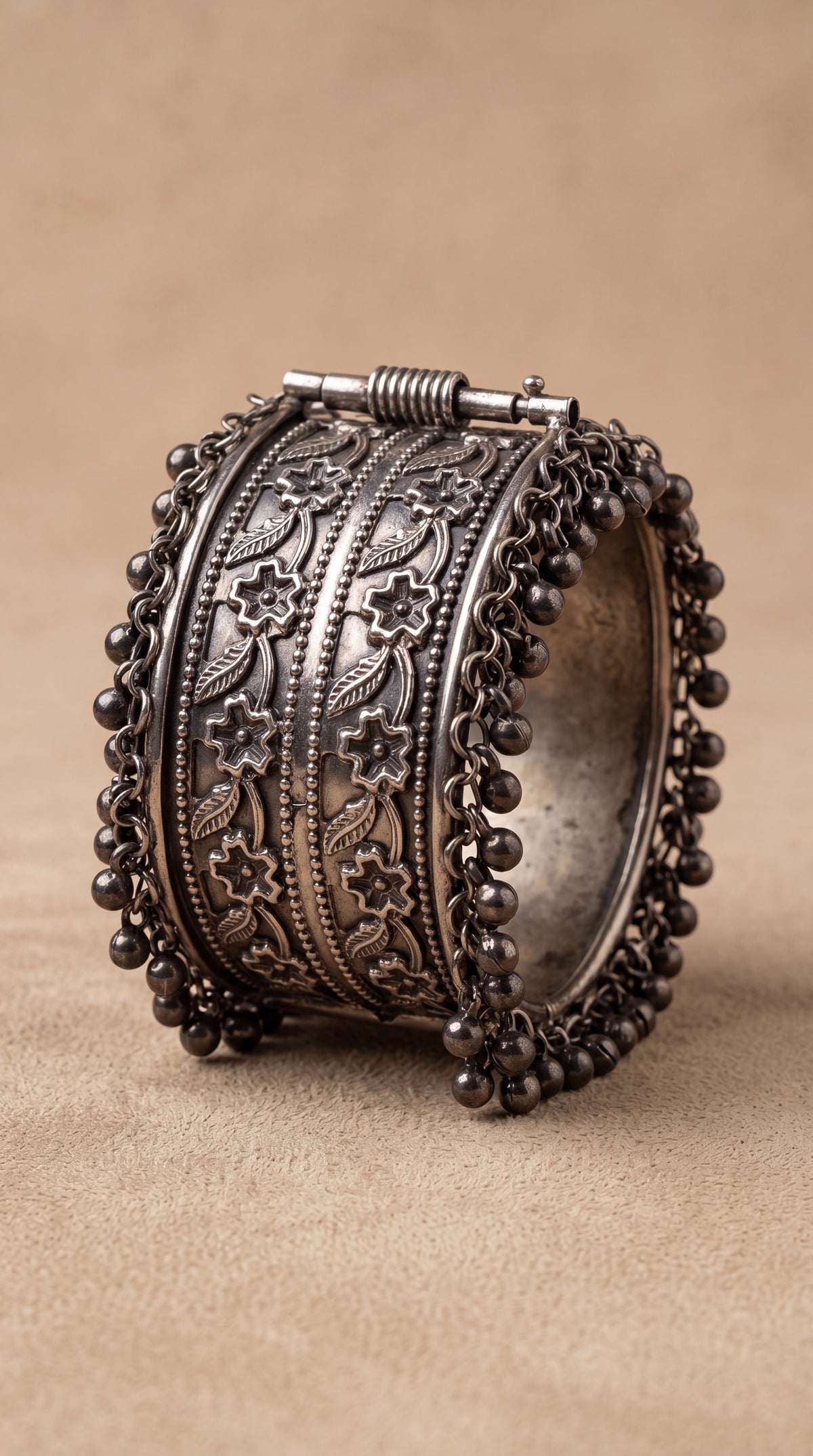 Vintage Oxidised Ghungroo Cuff Bracelet