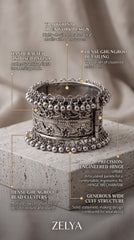 Vintage Oxidised Ghungroo Cuff Bracelet