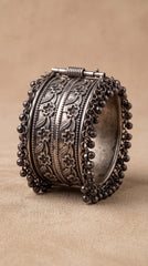 Vintage Oxidised Ghungroo Cuff Bracelet