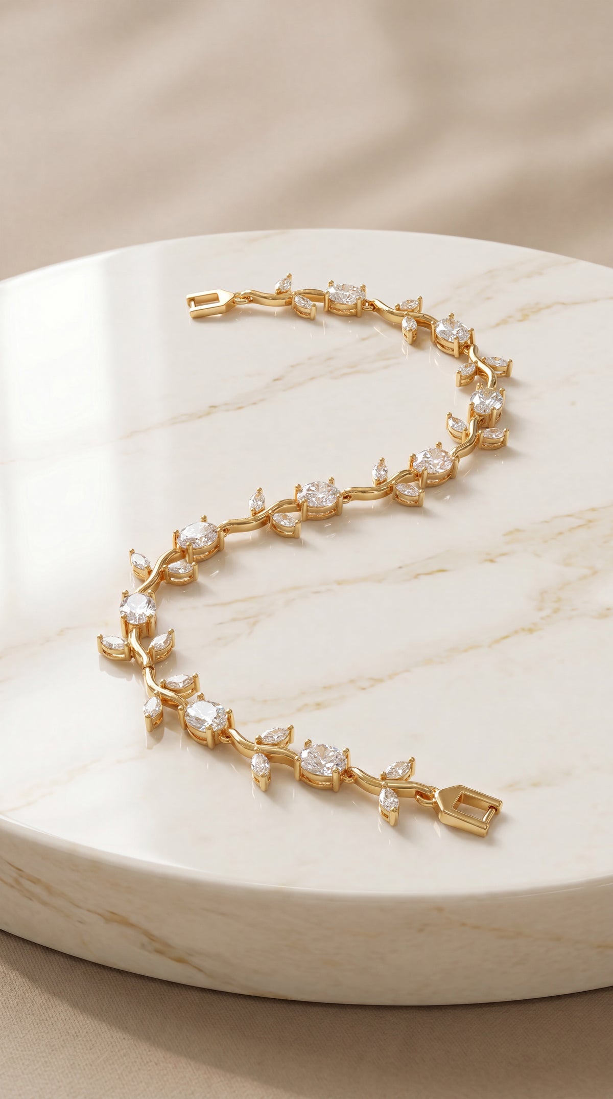 Zelya Crystal Tulip Vine Bracelet | Luxury Gold Floral Bracelet for Women