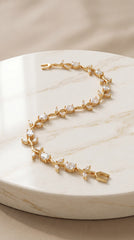 Zelya Crystal Tulip Vine Bracelet | Luxury Gold Floral Bracelet for Women