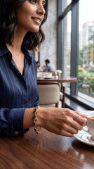Zelya Sapphire Tulip Bracelet | Elegant Blue Crystal Gold Bracelet for Women