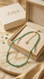 Zelya Emerald Aura Natural Stone Necklace | Green Crystal Beaded Necklace