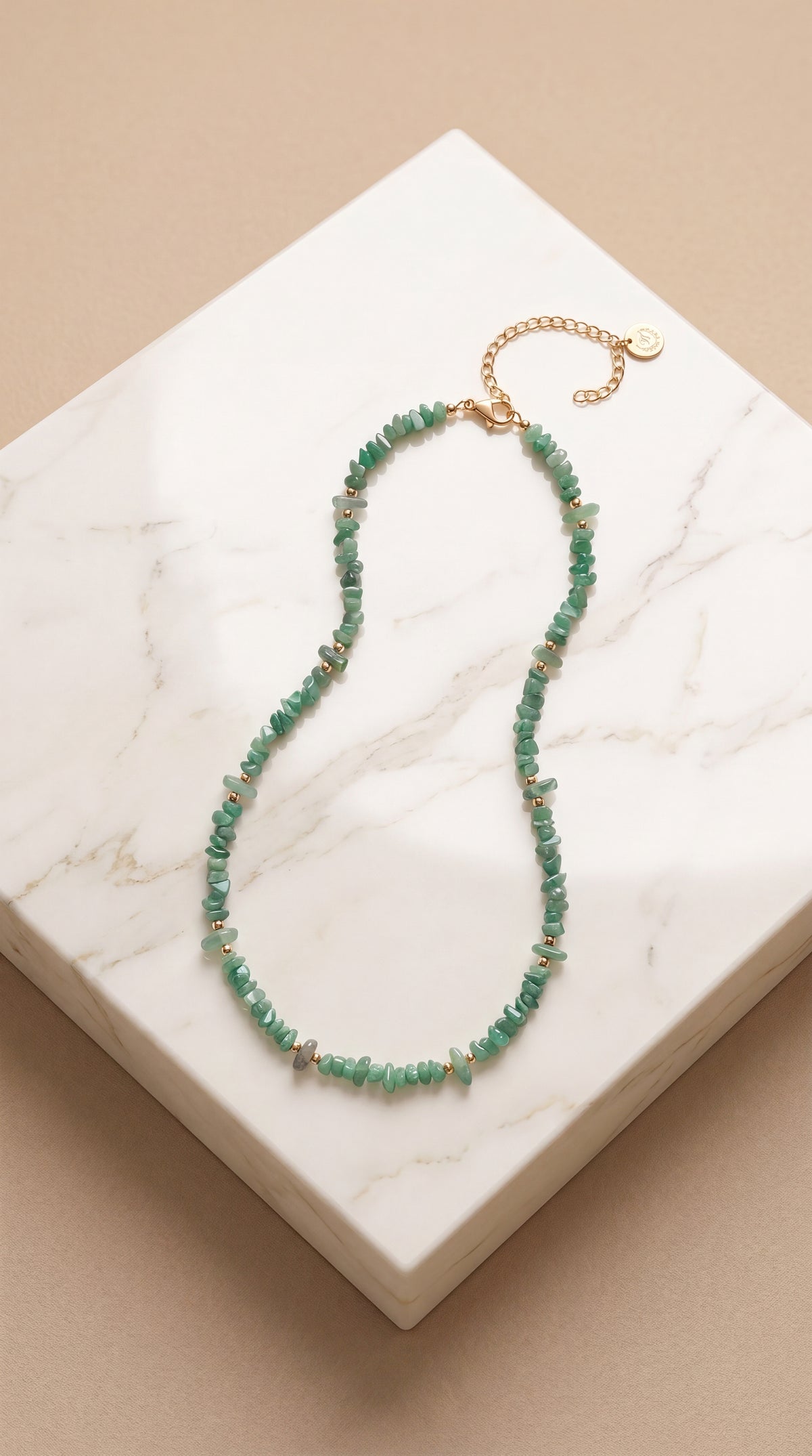 Zelya Emerald Aura Natural Stone Necklace | Green Crystal Beaded Necklace