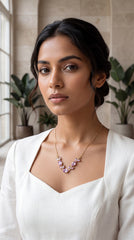 Zelya Blush Bloom Anti-Tarnish Necklace | Pink Crystal Gold-Plated Necklace
