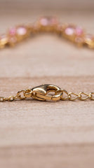 Zelya Blush Bloom Anti-Tarnish Necklace | Pink Crystal Gold-Plated Necklace