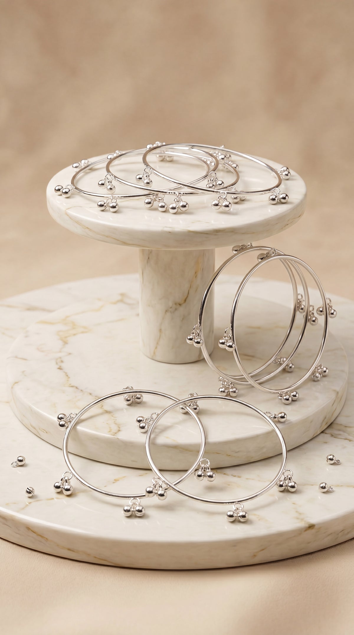 Zelya Kashmiri Ghungroo Silver Bangle Set (8 Pieces) | Traditional Ethnic Bangles
