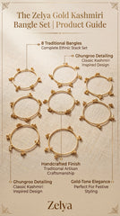 Zelya Kashmiri Ghungroo Gold Bangle Set (8 Pieces) | Traditional Ethnic Bangles