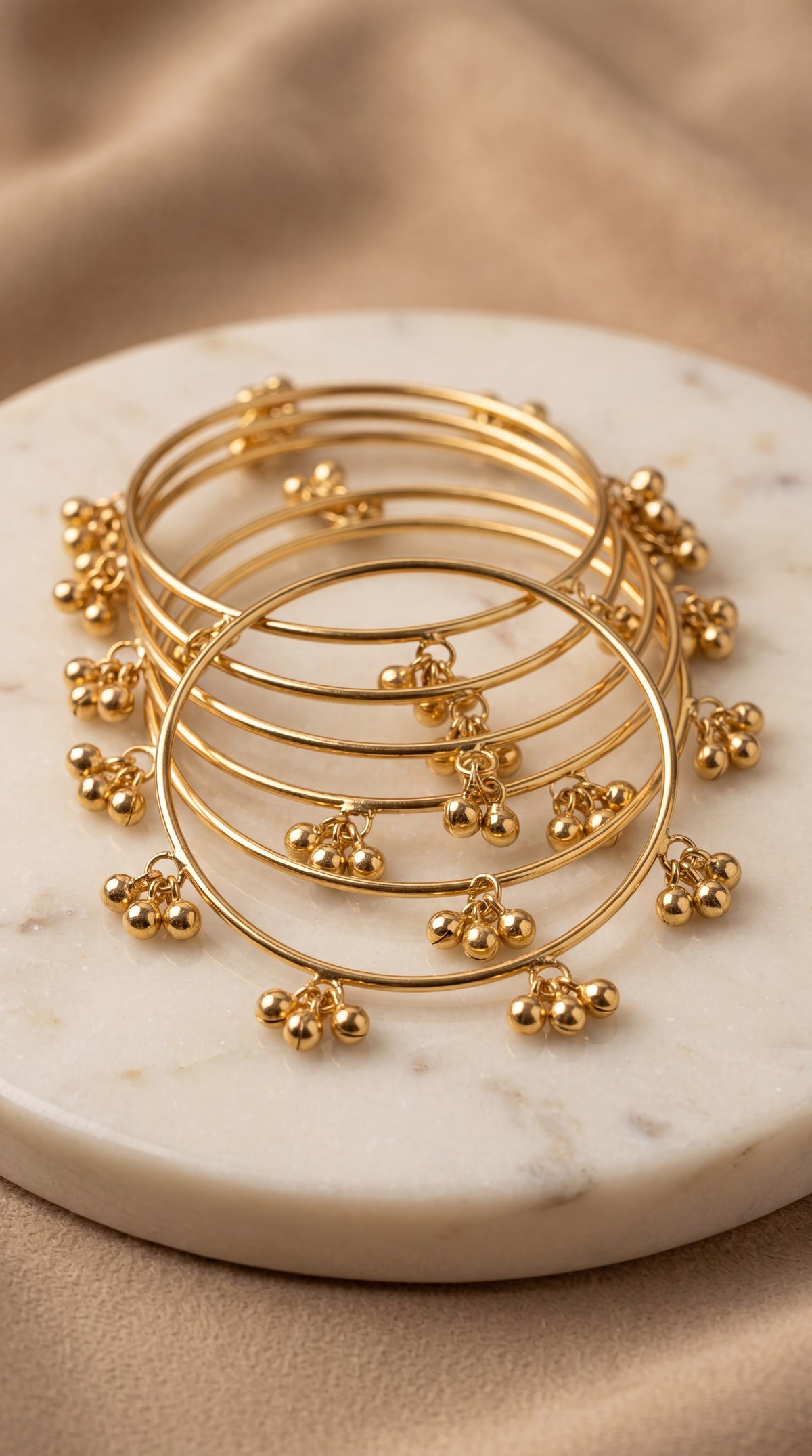 Zelya Kashmiri Ghungroo Gold Bangle Set (8 Pieces) | Traditional Ethnic Bangles