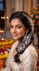 Zelya Crystal Floral Bridal Hair Tiara for Women | Handmade Wedding Hair Vine