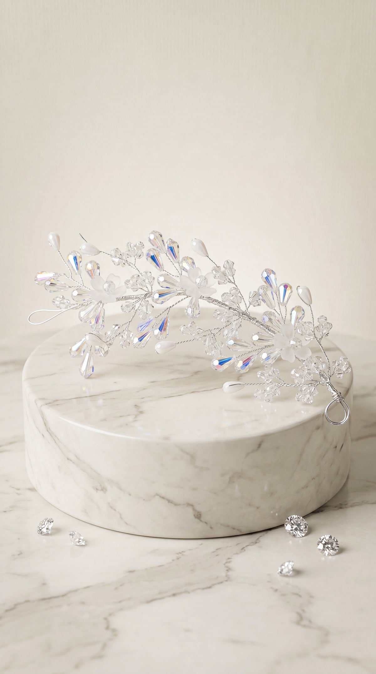 Zelya Crystal Floral Bridal Hair Tiara for Women | Handmade Wedding Hair Vine