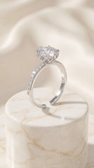 Zelya Royal Solitaire Crystal Ring for Women | Luxury Silver Zircon Ring
