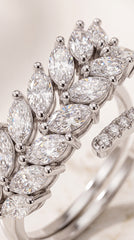 Zelya Crystal Laurel Adjustable Ring for Women | Silver Leaf Zircon Ring