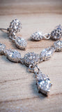 Zelya Crystal Floral Necklace & Earrings Set | Silver-Tone Bridal Jewelry Set
