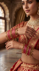 Zelya Traditional Kashmiri Pink Bangles Set (20 Pieces) for Women