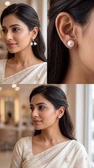 Zelya Elegant 3 Pair Earrings Gift Set for Women | Crystal Studs, Pearl Studs & Rose Gold Tulip Earrings