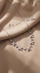 Floral Crystal Necklace Set with Earrings