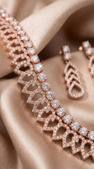 Rose Gold Crystal Necklace Set with Earrings