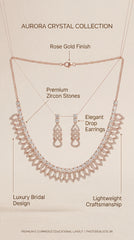 Rose Gold Crystal Necklace Set with Earrings