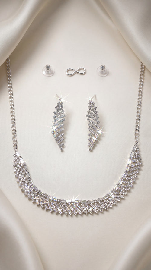 Diamond Finish Necklace Set with Earrings