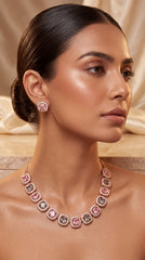 Pastel Crystal Necklace Set with Earrings