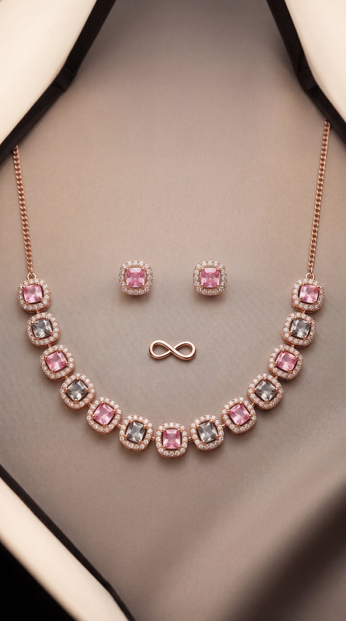 Pastel Crystal Necklace Set with Earrings