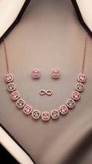 Pastel Crystal Necklace Set with Earrings