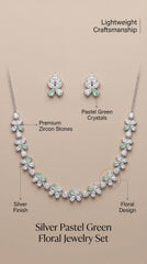 Delicate Pastel Crystal Necklace Set with Earrings