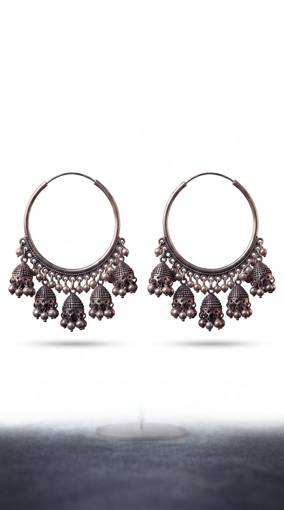 Moonlight Oxidised Jhumkas