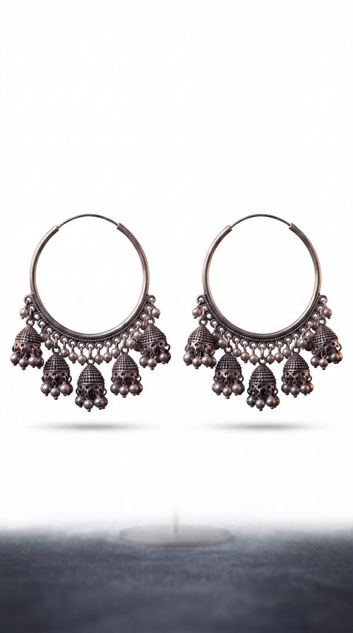 Moonlight Oxidised Jhumkas