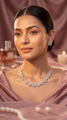 Blush Crystal Necklace Set with Earrings