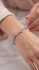 Silver Tulip Pink Crystal Bracelet