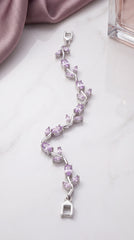 Silver Tulip Pink Crystal Bracelet
