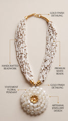 Ivory Bloom Beaded Statement Necklace