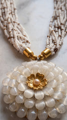 Ivory Bloom Beaded Statement Necklace