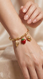 Berry Bloom Charm Gold Bracelet