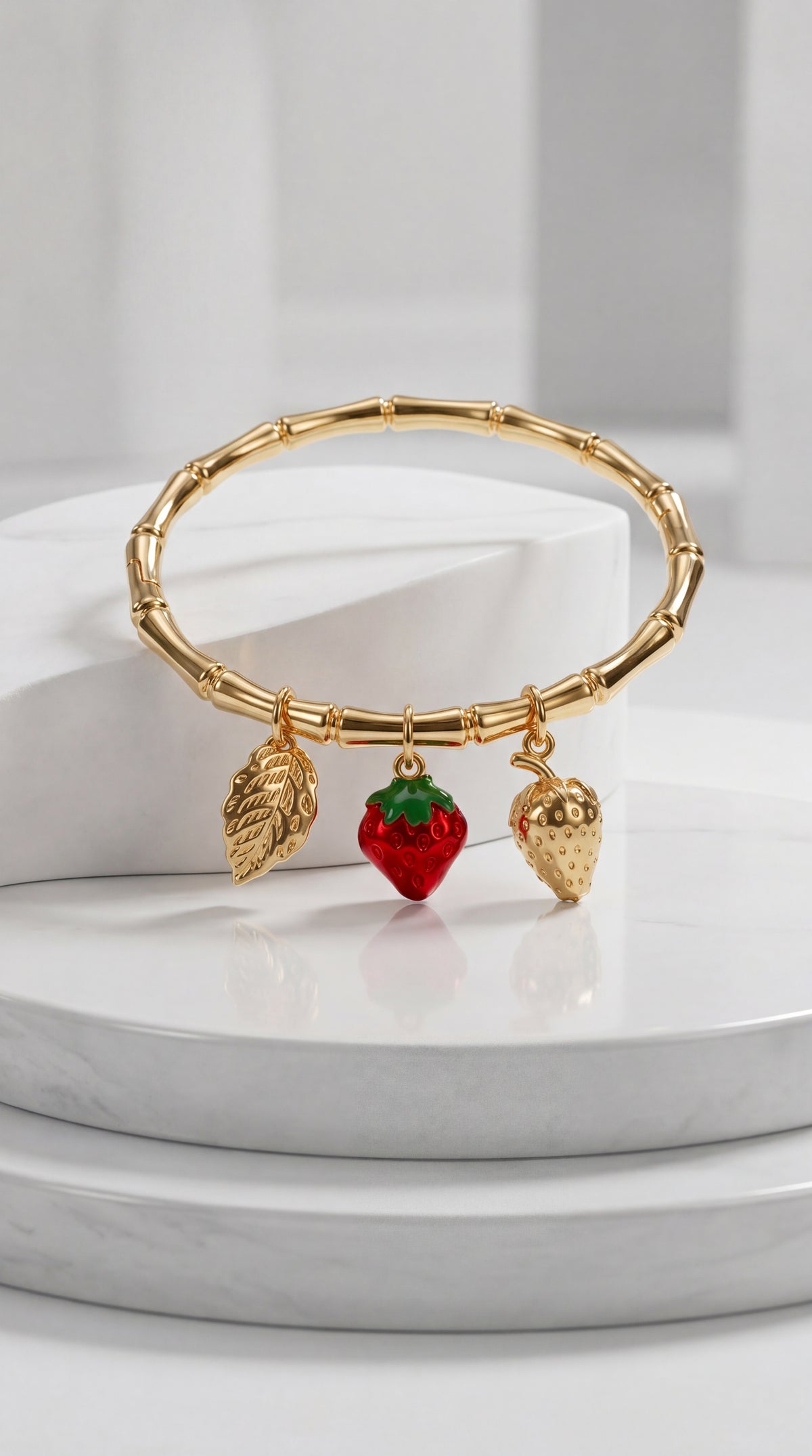 Berry Bloom Charm Gold Bracelet