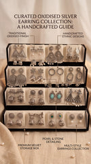Set of 16 Oxidized Designer Earrings with Premium Folding Jewelry Box | Zelya