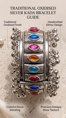 Velmira Gemstone Oxidised Bracelet