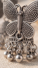 Oxidized Butterfly Jhumka Earrings – Antique German Silver Statement