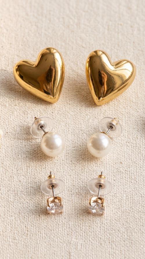 Luna Trio Korean Earring Set  (3 Pairs)