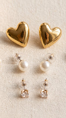 Luna Trio Korean Earring Set  (3 Pairs)