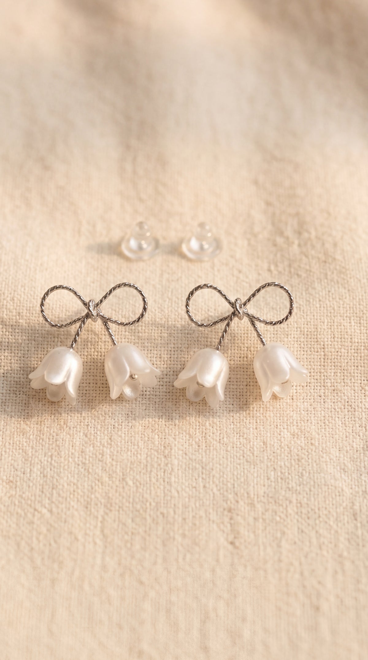 Lily Bow Pearl Korean Earrings